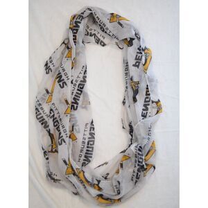 Vtg White Pittsburgh Penguins Hockey Scarf Sheer Infinity NHL Women lightweight